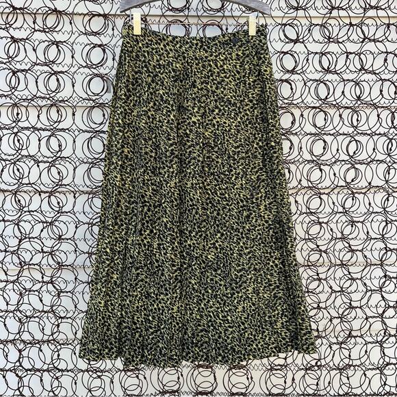 VTG 80s Gianni Versace Italy Silk Leopard Print Wrap Skirt Black Yellow Size II - Picture 1 of 10